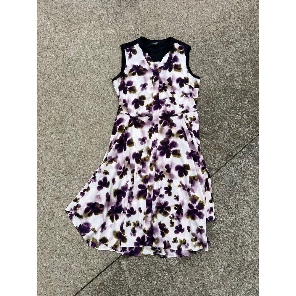 Simply Vera Vera Wang‎ Dress Women Sz Small Floral V-Neck Sleeveless Midi Belted